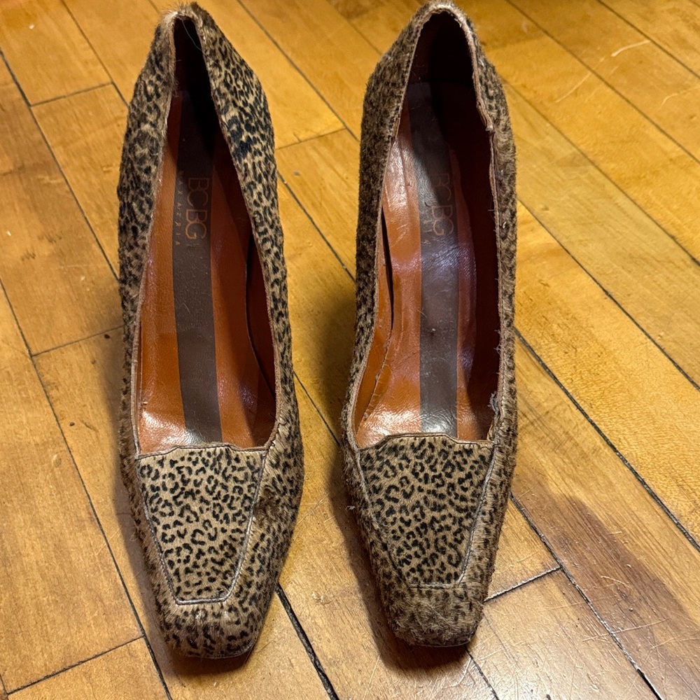 BCBG Brown Animal Print Heels